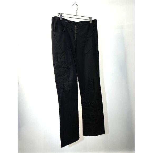 Dolce & Gabbana Flower Stitched Pattern Slim Fit Trouser Pants Black W30 Women's